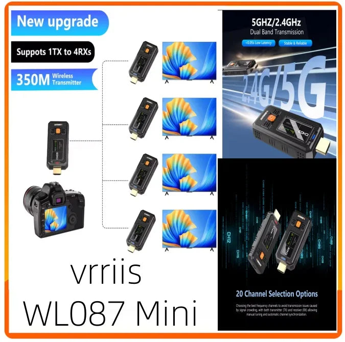 350M HDMI-Compatible Wireless Video Transmitter Receiver Kits HDMI Extender Adapter TV Stick Dongle 1080P for Laptops PC Monitor