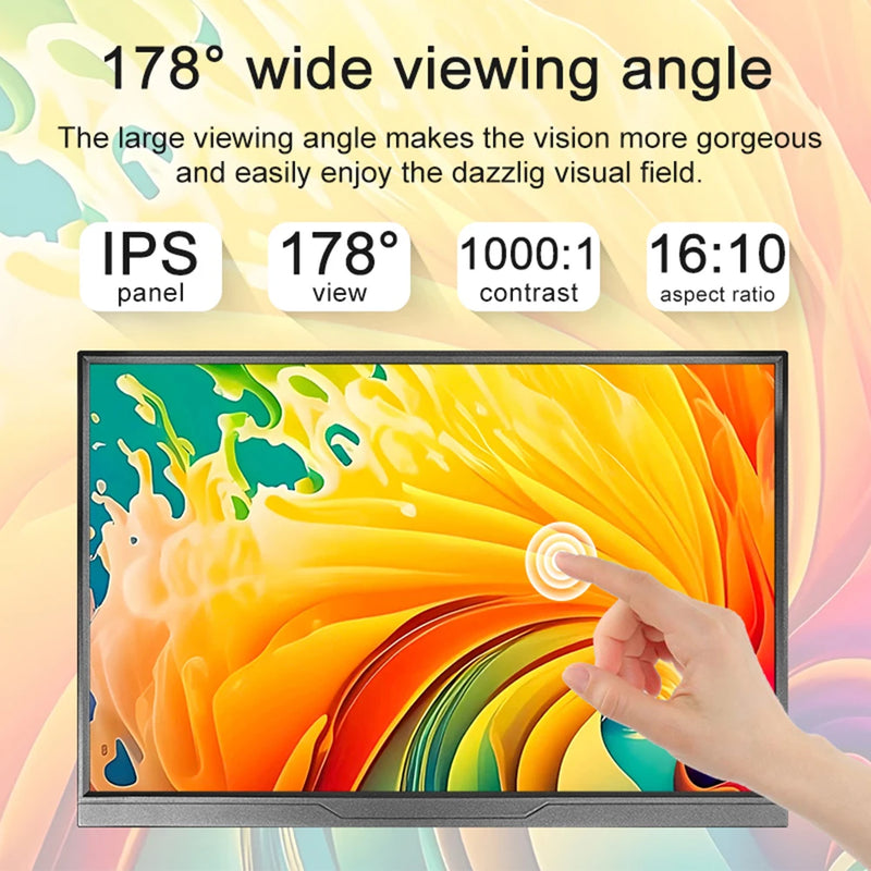 14inch Ultra-thin Portable Monitor Touch 1200P IPS USB-C HDMI External Second Screen for Laptop PC Cell Phone Switch PS4/5 Xbox