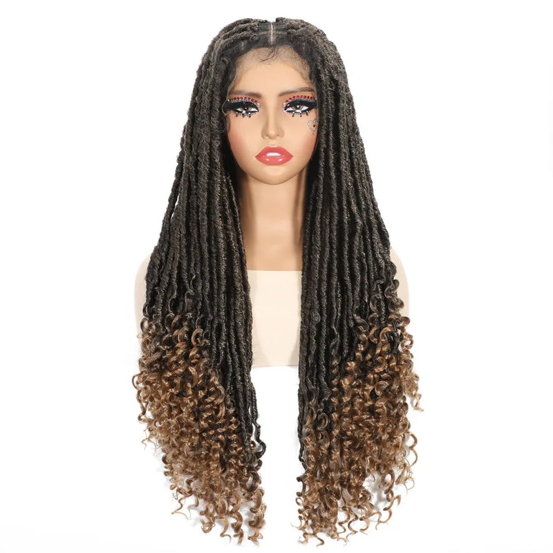 SQRDGQ Synthetic Hair Full Lace Wigs on Clearance Sale Long Braided Wigs Glueless Box Braids Woman Wigs Ombre Black Wig Woman
