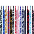 Flat Shoelaces for Shoes Burst Crack Texture Rope Leopard Print Shoelace Cement Flame Pink Printing Shoe Laces for Women Man
