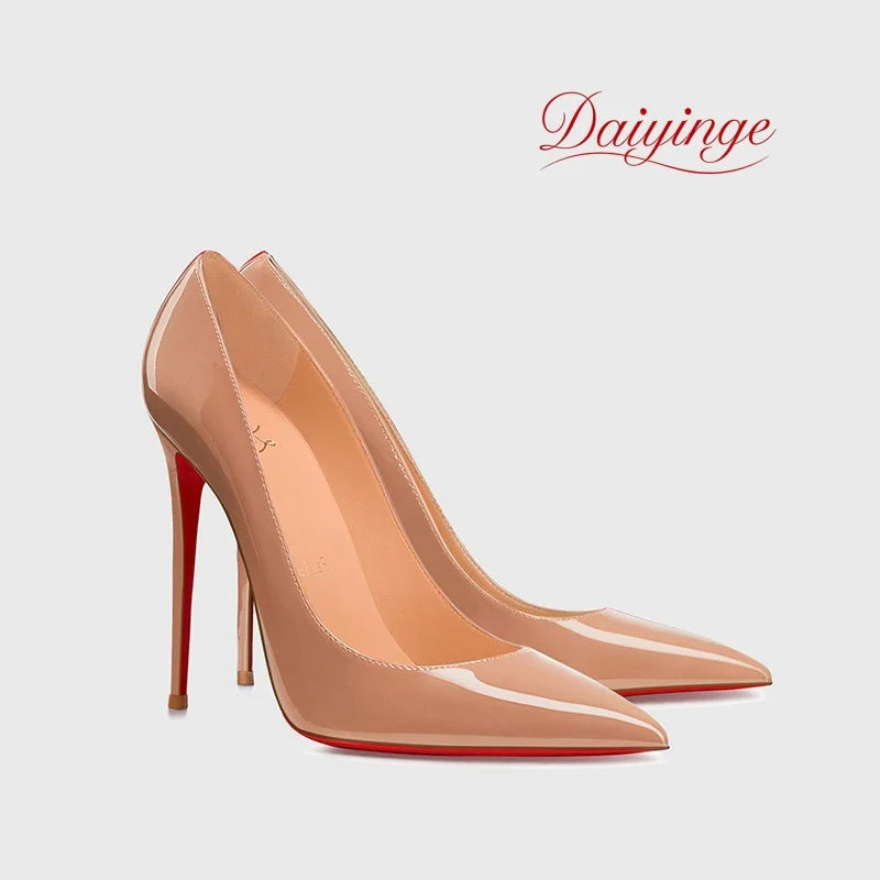 Heels For Ladies 2026 New Luxury Designer High Quality Red Bottoms High Heels Pointed Toe Stiletto Pumps 12 cm Sexy Dress Shoes