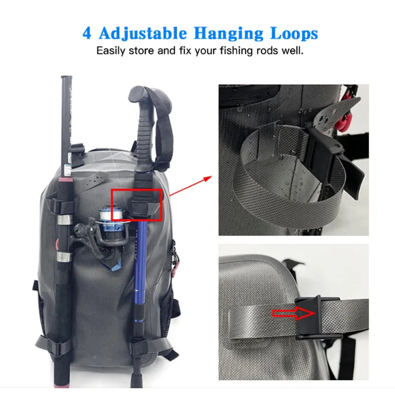 Fishing Backpack Portable Gear Bag with Rod Holder - View 3 | SAMAG