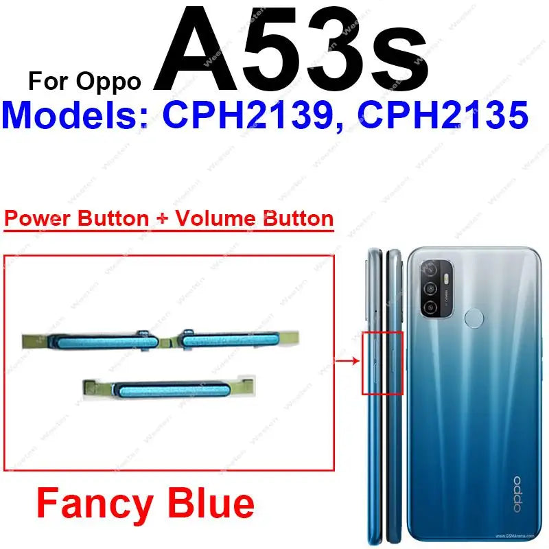 Power Button + Volume Side Button For OPPO A53 A53S A54 A54s A74 4G/5G Up Down Volume Power Side Keys Flex Cable Parts