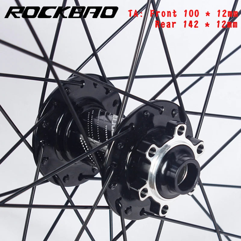 ROCKBAO Mountain Bike Wheelset 24/26/27.5/29 Inches Disc Brake Aluminum Alloy 4Bearings 7-12Speed Thru Axle MTB Bicycle Wheel