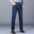 Men's fashion business jeans classic style casual elastic slim fit denim pants black blue - View 4 | SAMAG