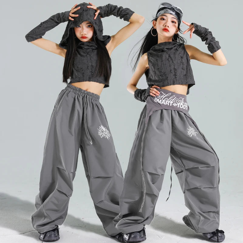 Korean Fashion Kids Hiphop Dance Clothes Set Hooded | SAMAG