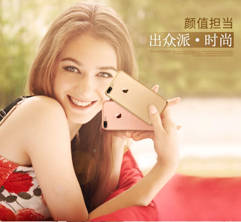 For IPhone 8 Plus Case Luxury Gold Plating Soft Silicone Gel Case for IPhone 14 13 11 Pro 12 Mini X XR XS Max 7 Plus Cover