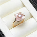 Genuine Favourite 925 Sterling Silver Pearl Ring Woman,White Black Natural Freshwater Adjustable Pearl Ring Wife Mother Gifts
