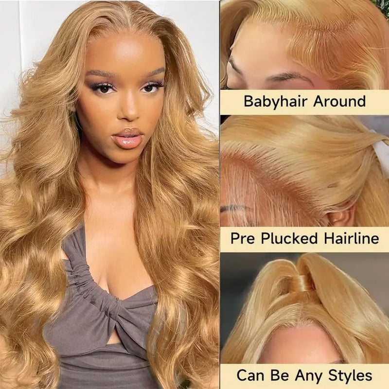 180Density Honey Blonde Wig Long Body Wave Lace Front Wigs Blonde 13x4 Hd Lace Frontal Wig Pre Plucked Daily Wear For Women