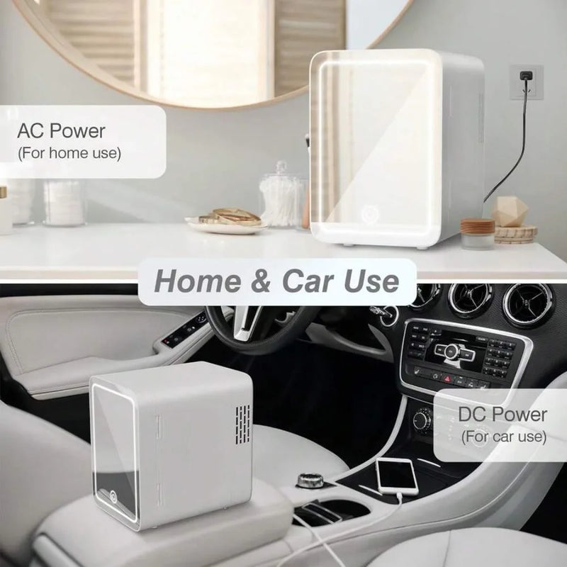 Mini Fridge Skincare With Dimmable LED Light Mirror, 4 Litre Capacity/6 Cans Of 330ml Mini Fridge For Skincare And Makeup, Coole