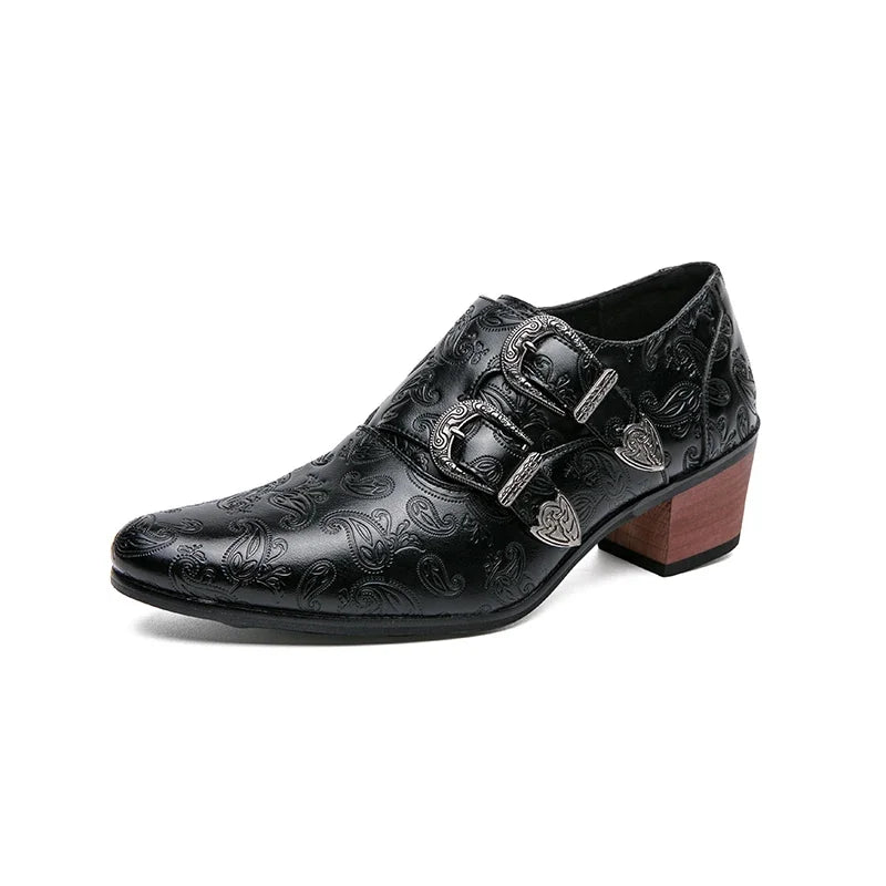 High Heels Men's Formal Shoes 2025 Retro Leather Male Loafers Elegant Men Dress Wedding Shoes Casual Business Oxfords Zapatillas