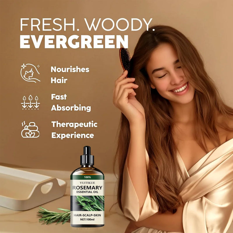 YUITIKUE Natural Rosemary Hair Care Oil, Moisturize Scalp, Strengthen Hair and Boost Hair Volume & Shine