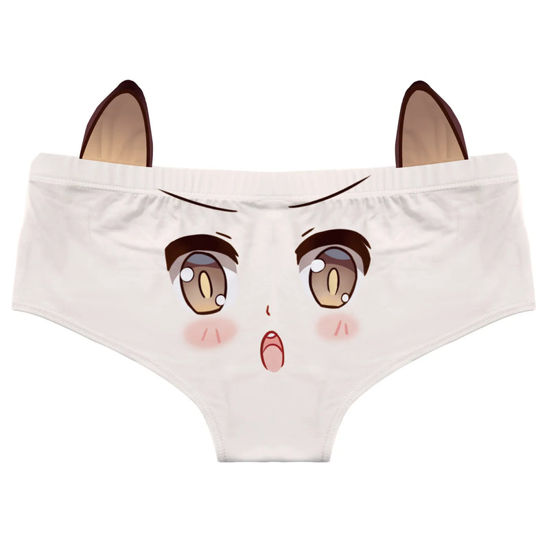 Qisin Cartoon Cotton Girlys Underwear Sexy Comfortable Low Waist Seamless Panties Cat Ears Kawaii Student Briefs Lingerie