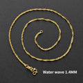 Real 14K Gold Color Necklace Chain for Women's Clavicle Chain Neck Collare for Girlfriend Fashion Birthday Jewelry Gift Not Fade