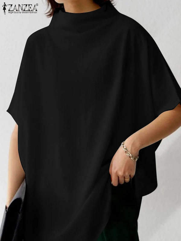 ZANZEA Causal Pure Cotton Blouse Summer Women Solid - View 7 | SAMAG
