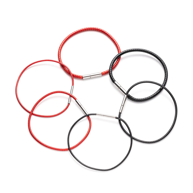 1.5/2/3mm Black Red Bracelet Stainless Steel Clasp For Women Man Couple Leather String Homme Hand Thread Male Jewelry Trending