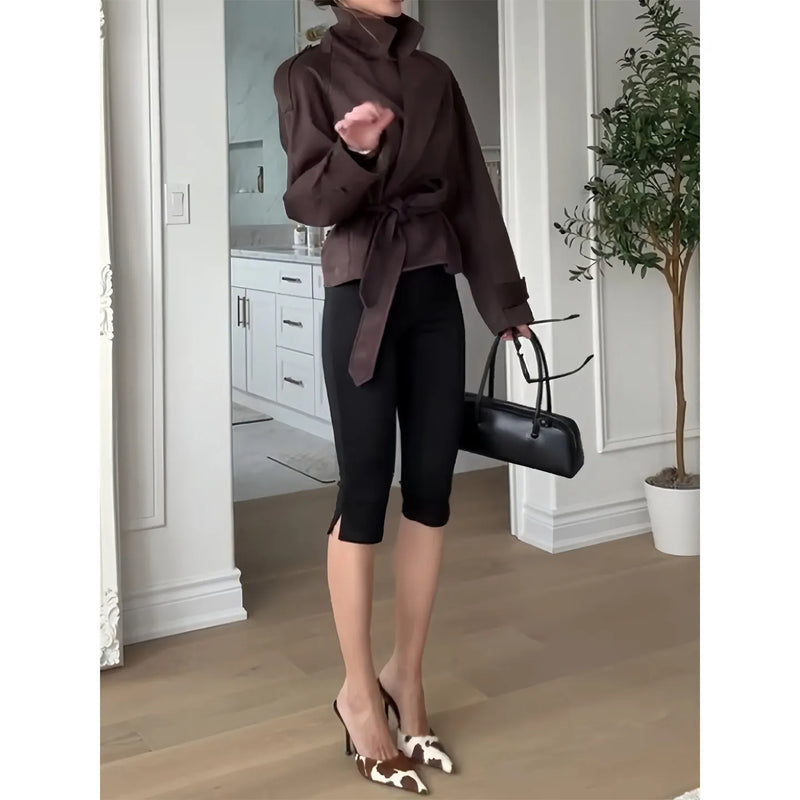 High Waist Slim Black Seven Points Pants Women Summer - View 2 | SAMAG