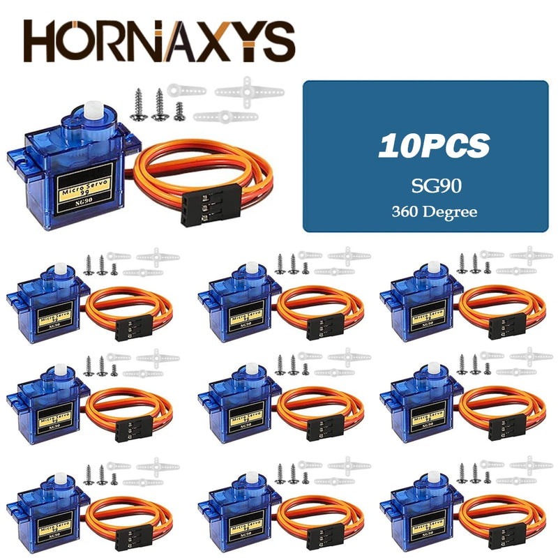 1-10PCS SG90 9G Micro Digital Servo Motor 180/360Degree Fixed-Wing Gear Servo Motor for Rc Helicopter Toy Airplane Aircraft