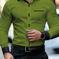 Men's Business Color Block Collar Long Sleeve Shirt, Slim | SAMAG