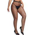 High Waist Sexy Fishnet Black Garter Stockings Tights Open Crotchless Body Suit Large Plus Size Pantyhose for Oversized Woman XL