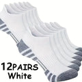 12Pairs Men Black White Grey Towel Bottom Sweat Absorbent | SAMAG