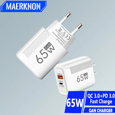 65W GaN Charger USB Type C Quick 3.0 Phone Adapter Fast | SAMAG