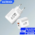65W GaN Charger USB Type C Charger Quick Charger 3.0 Phone Adapter Fast Wall Charger For iPhone Xiaomi Samsung Huawei EU/US Plug