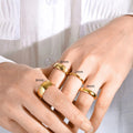 Stylish simple smooth stainless steel plated 18K ring Classic gold couple ring wedding engagement jewelry gift