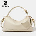 Women Genuine Leather Pillow Bag Designer Metal Hardware Top Handle Ladies Handbag Small Boston Tassel Girls Beige Leather Bag