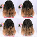 Short Boho Bohemian Box Braids Braided Wig Full Lace Boho Braided Wigs Synthetic Curly Hair with Baby Hair for Black Women