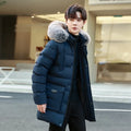Men's Outdoor High-quality Windproof Breathable Thick Padded Down Winter Thick Windproof Warm with Hat Long Cotton Goose Down