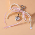 Pretty Handmade Pearl Bowknot Keychain for Women Girl Love Heart Key Ring Pendant Handbag Accessories DIY Jewelry Gift