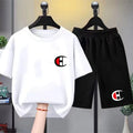 Summer Kids White T - shirt+Shorts Two - Piece Set Idol Print | SAMAG