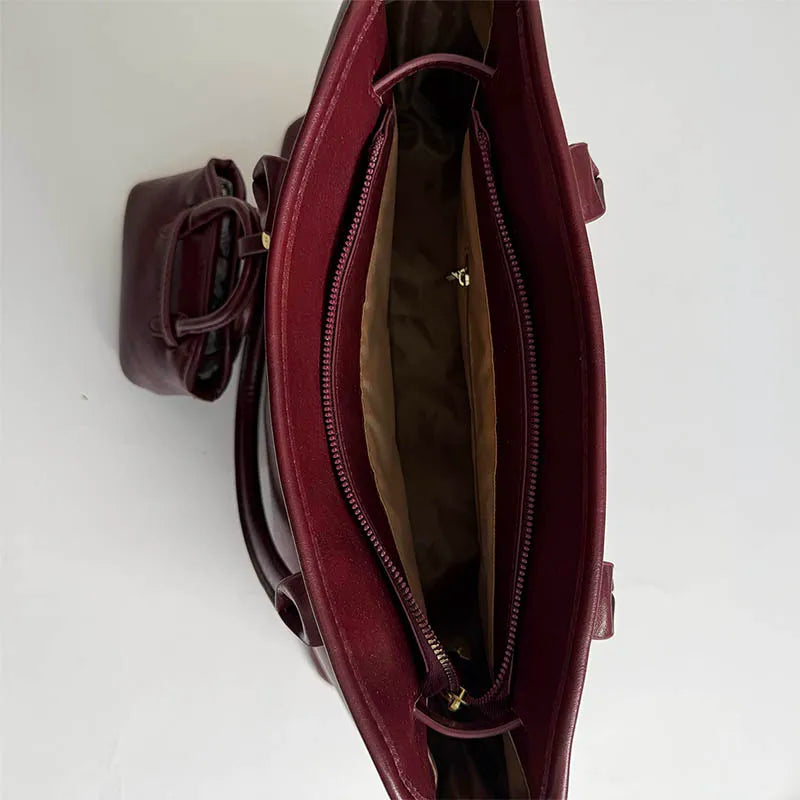 LEFTSIDE Big PU Leather Short Handle Shoulder Bag for Women 2025 Winter Luxury Tote Bag Lady Designer Retro Handbags and Purses