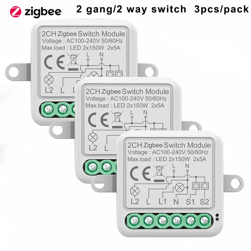 Tuya ZigBee 3.0 Smart Switch Module 10A Smart Home DIY Breaker 1 2 3 4 Gang Supports 2 Way Control Works with Alexa Google Home