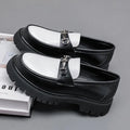 British Style Metal Buckle Loafers Men Thick-soled Wedding Shoes New Formal Business Comfort Shoes Slip-on Leather Casual Shoes