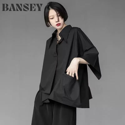 Spring Summer Women's Irregular Asymmetric Loose Button | SAMAG