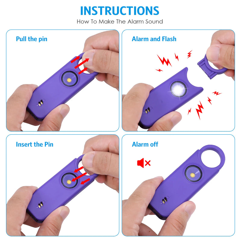 135dB Self Defense Siren Personal Safety Alarm Keychain Portable Emergency Security Anti-Attack Alarm for Women Men Elderly Kids