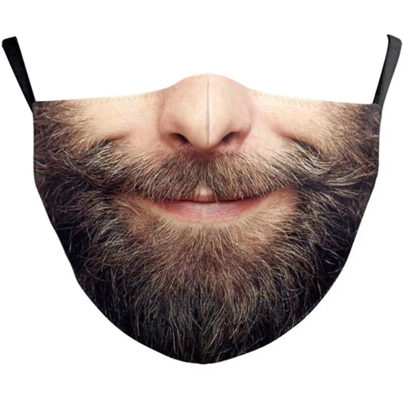 Smile Print Mask With Pocket Unisex Funny 3d Masks For Women Adult Face Scarf Adult Protec Mouthmask Outdoor Party Cosplay Mask