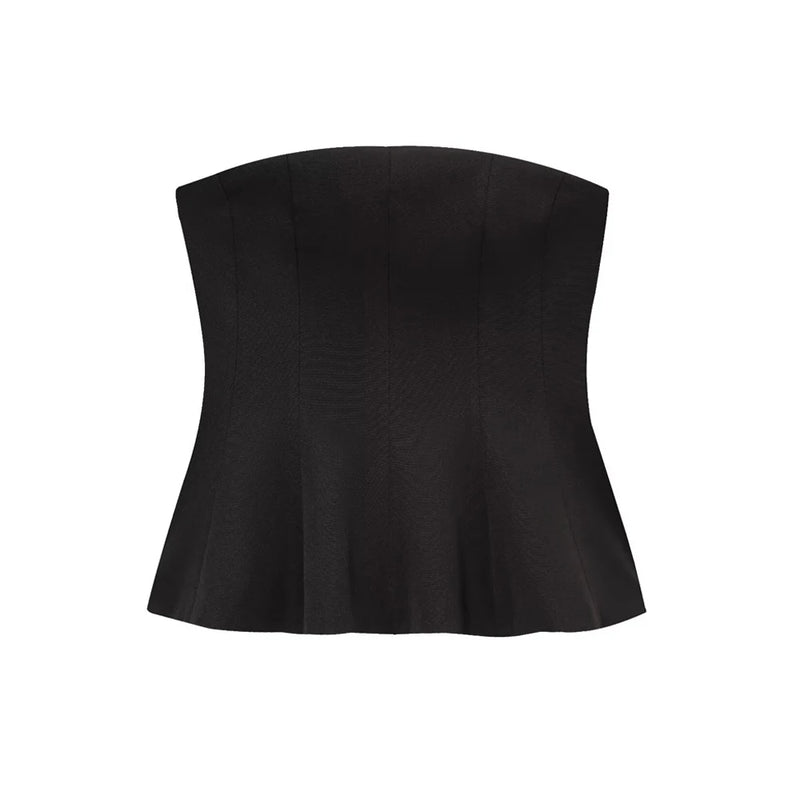 Women Sexy Fashion Strapless Peplum Bustier Tops Straight Neck Side Zipper Female Camis Mujer