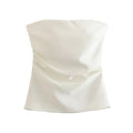 Strapless Draped Bustier Tops for Women, Straight Neck, Back Zipper, Female Camis, Fashion