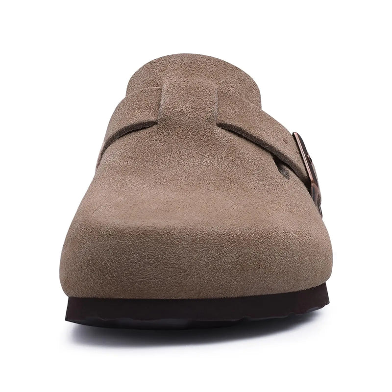Asgard Women Suede Clogs Genuine Leather Mules Adjustable Buckle with Comfort Cork Footbed and Arch Support Aldult Potato Shoes