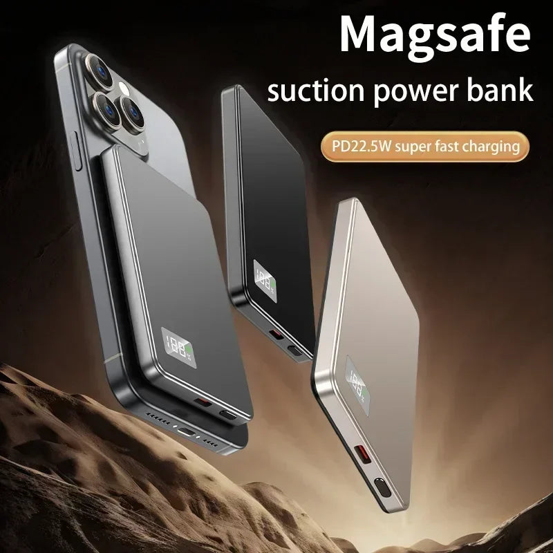 Wireless Magnetic 50000mAh Power Bank Fast Charging Portable PD22.5W External Battery for Magsafe for iPhone17 Samsung Xiaomi