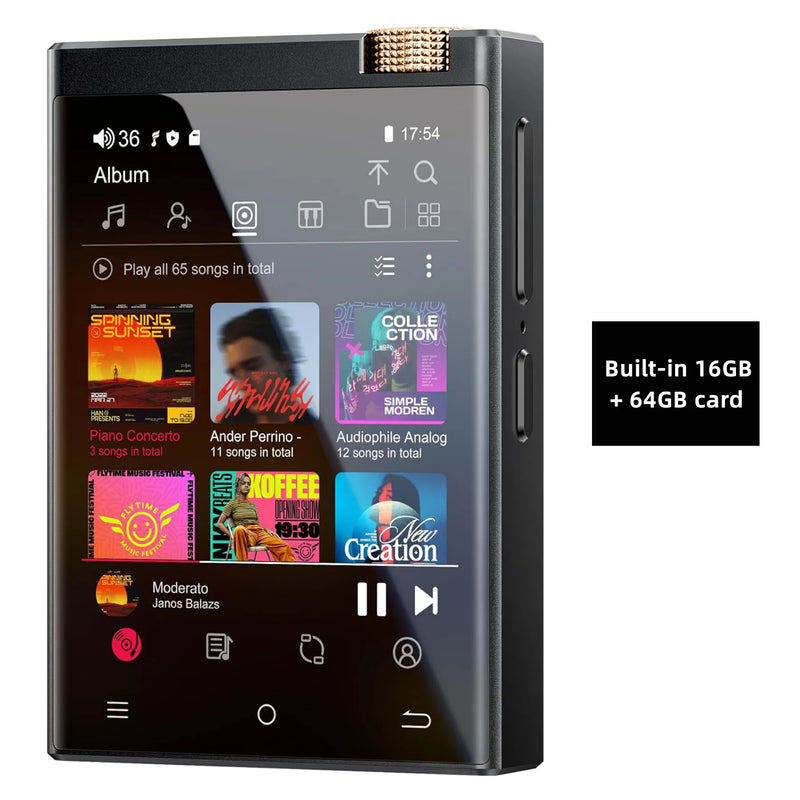 Hi-Fi MP3 Player with Bluetooth and WiFi, Oilsky Lossless DSD High-Resolution Digital Audio， up to 1TB