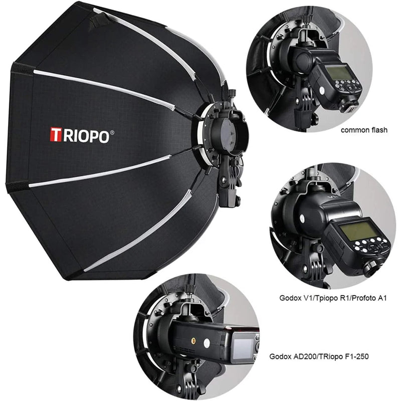 TRIOPO KX Softbox 55CM 65CM 90CM 120CM Foldable Octagon Umbrella Soft Box for Godox AD200Pro V1 V860III Yongnuo Speedlite  Light