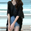 Women's Swimwear Crochet Lace Beach Cover Up Bikini Swimsuits Knitted Cover Up Dress Womens Swimsuit V Neck Side Split Beachwear