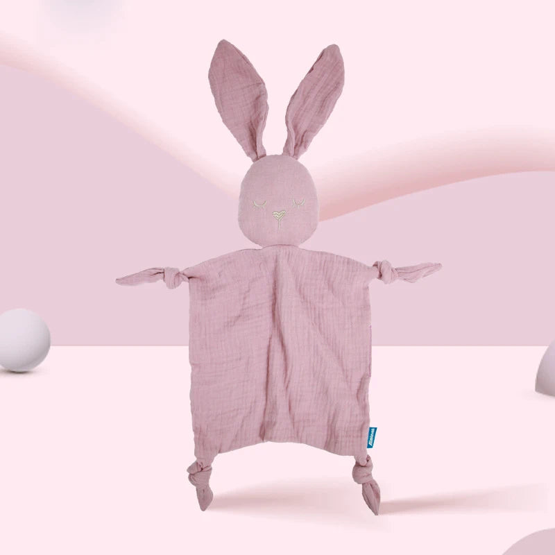 Baby Security Blanket Soft Cotton Muslin Comforter for Newborn Infant Sleeping Snuggle Toy Stuffed Animal Soothe Appease Towel