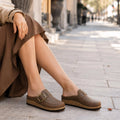Kidmi Women's Classic loafer-inspired Design Vegan Leather Slip On Clogs With Big Buckle Lady Supportive Cork Footbed Slippers