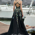 Line A Floral Fabric Wedding Dress Evening V-neck Party | SAMAG