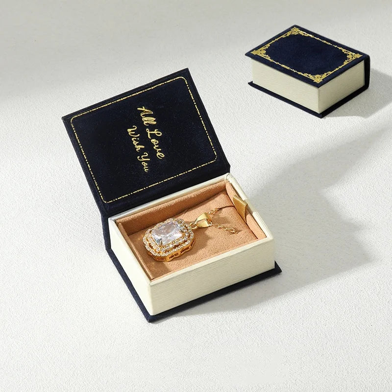 Flip Cover Book Shaped Jewelry Display Box Simple Earrings Ring Necklace Pendant Storage Box Portable Travel Jewelry Holder